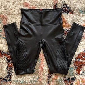 Spanx Faux Leather Moto Leggings Black Small